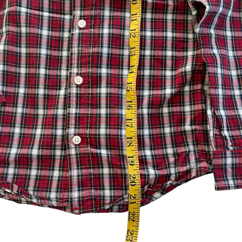 Children's Place Tartan Plaid‎ Button Down Collared Shirt Red Blue Size 7/8